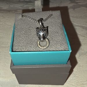 EFFY Panther Diamond Necklace Sterling Silver 18inch Chain .10 Diamonds